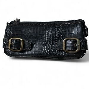 Tommy Hilfiger Grunge Y2K Buckle Bag Purse Faux Leather Croc Clutch Pouch Grunge